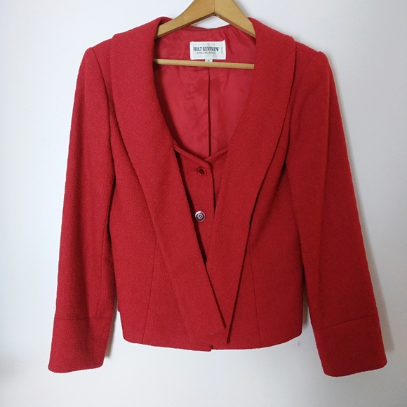 Holt Renfrew Collection Vintage Red Jacket - Size 6 - Picture 3 of 7